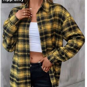 Est 1946’ Checker/ Plaid Print Button Down Shirt (Plus)